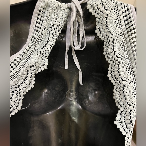 Light Blue Halter Dress with Ruffle Trim Size M - Picture 2 of 2